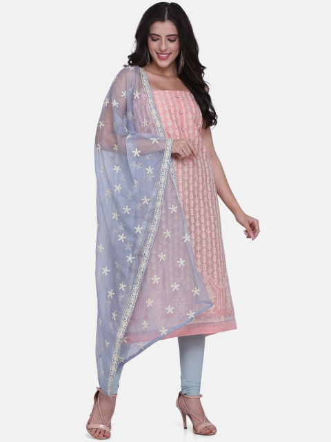 

BOMBAY SELECTIONS Pink & Blue Cotton Blend Unstitched Dress Material