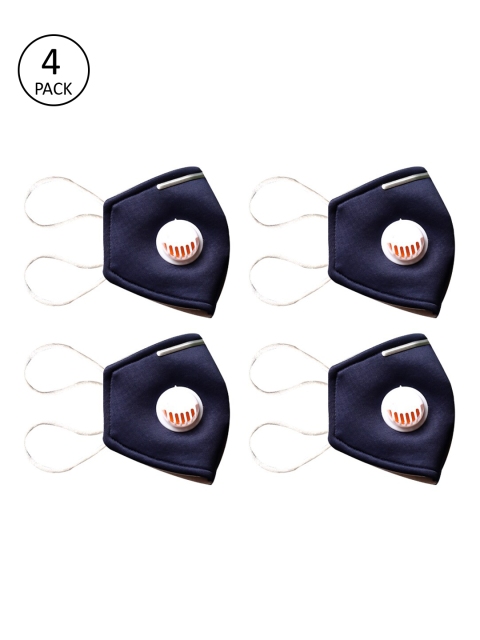 

Bellofox Unisex Pack of 4 Reusable 3-Ply Outdoor Masks With Valve, Blue