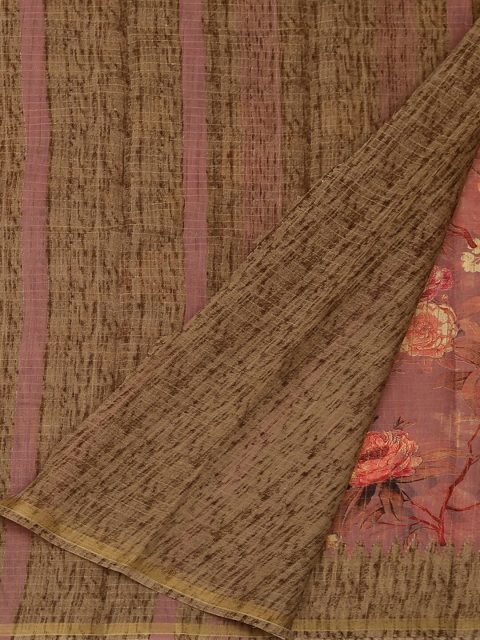 

Pothys Pink Printed Jute Silk Saree