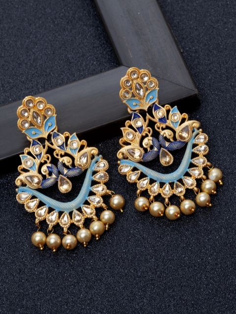 

Ibtida Blue & Gold-Toned Classic Drop Earrings