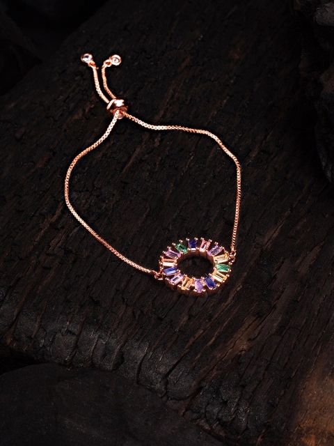 

ELLE Rose Gold-Plated Handcrafted CZ Studded Bangle-Style Bracelet