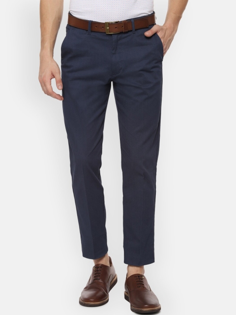 

V Dot Men Navy Blue Slim Fit Solid Regular Trousers