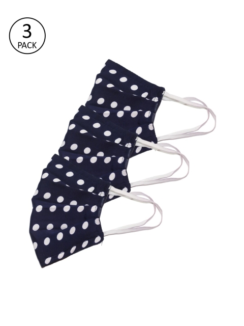 

Bellofox Adults Pack of 3 Blue Polka Dots Printed 3-Ply Reusable Outdoor Masks