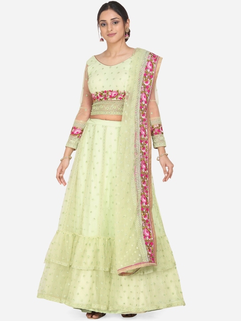 RIYA Green Semi-Stitched Lehenga & Blouse with Dupatta
