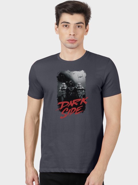 

Free Authority Men Grey Star Wars Printed Round Neck T-shirt