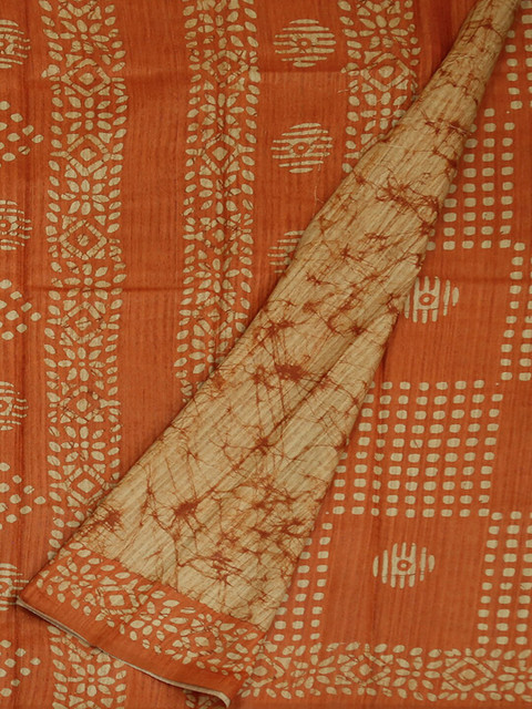

Pothys Orange & Beige Jute Silk Woven Design Saree