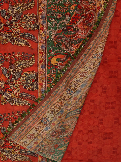 

Pothys Orange Woven Design Jute Silk Saree