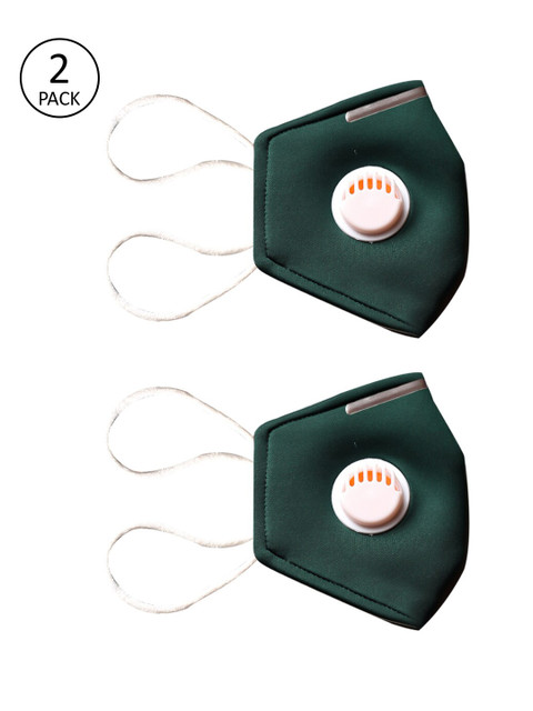 

Bellofox Unisex Green Solid Pack Of 2 Reusable 3-Ply Cloth Mask