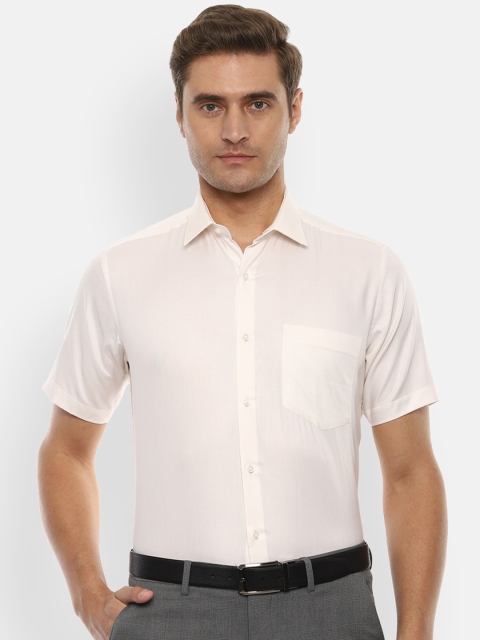 

Van Heusen Men Cream-Coloured Slim Fit Self Design Formal Shirt