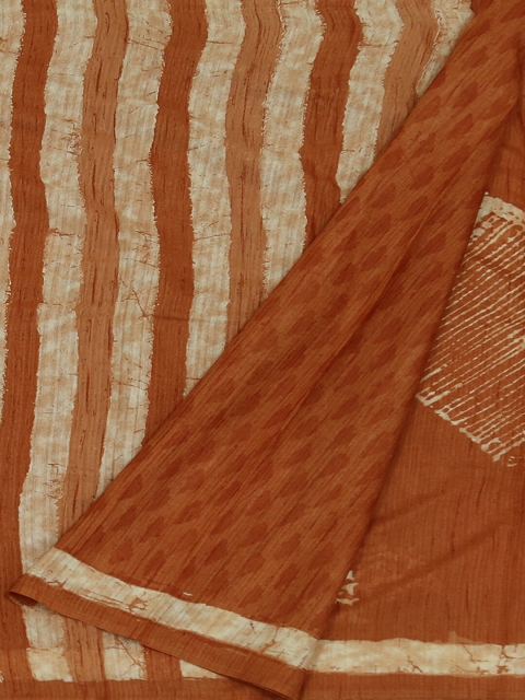 

Pothys Rust Orange & Beige Jute Silk Printed Saree