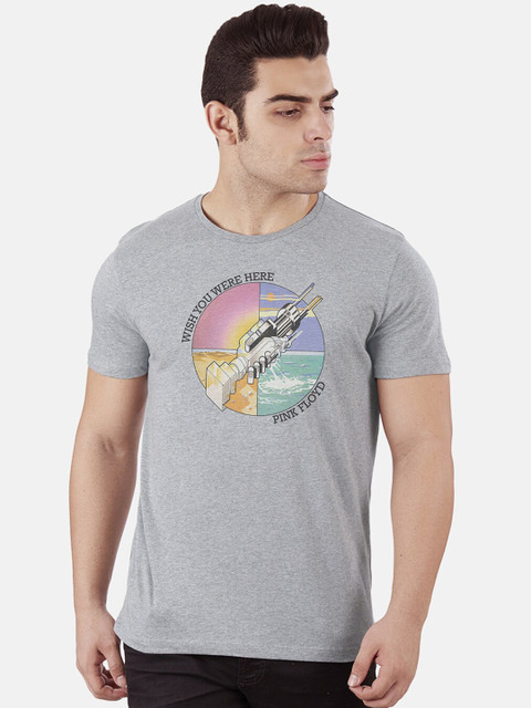 

Free Authority Men Grey & Black Pink Floyd Print T-shirt