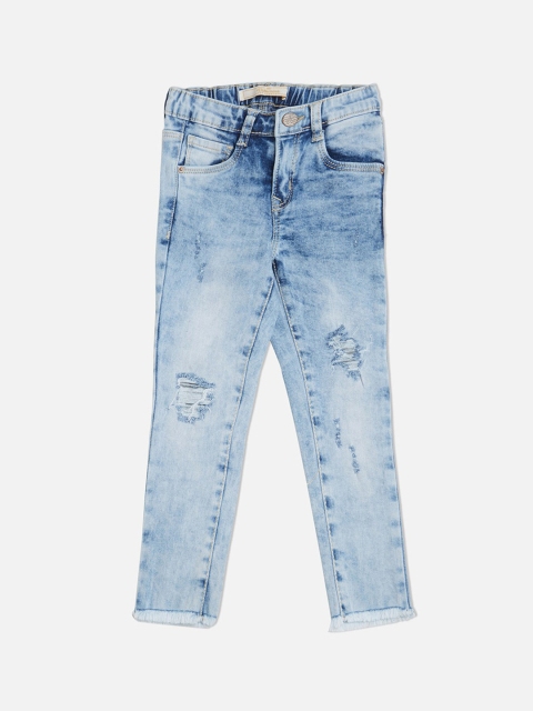 

VITAMINS Girls Blue Skinny Fit Mid-Rise Mildly Distressed Jeans