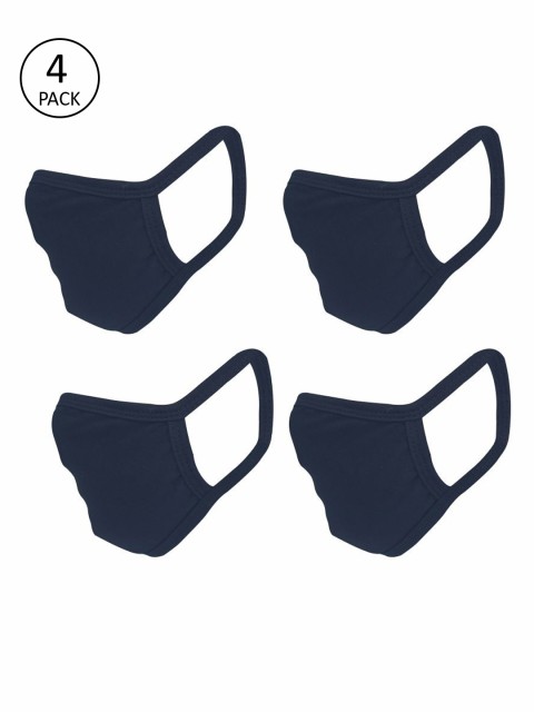

nestroots Pack of 4 Adults Solid Blue 2-Ply Reusable Outdoor Cloth Masks