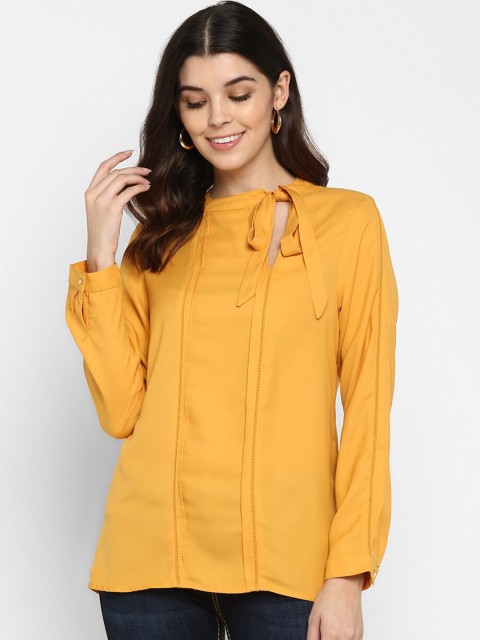 

Aditi Wasan Women Yellow Solid Top