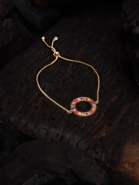 

DIVA WALK EXCLUSIVE Navy Blue & Orange Gold-Plated Handcrafted CZ Studded Link Bracelet