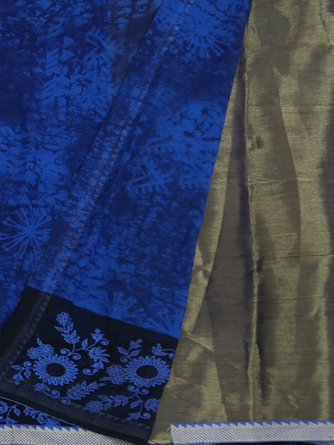 

Pothys Blue Printed Poly Georgette Saree