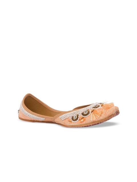 

Sole To Soul Women Peach-Coloured Embellished Mojaris