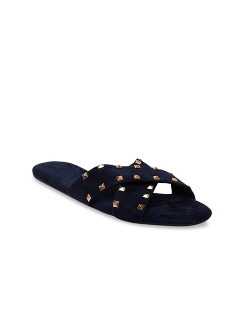 

Inc 5 Women Navy Blue Embellished Open Toe Flats
