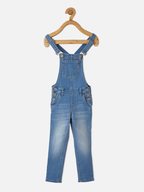 

VITAMINS Girls Blue Washed Denim Dungarees