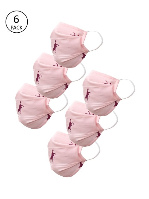 

nestroots Unisex 6 Pcs Printed 2-Ply Anti-Pollution Reusable Cloth Masks, Pink
