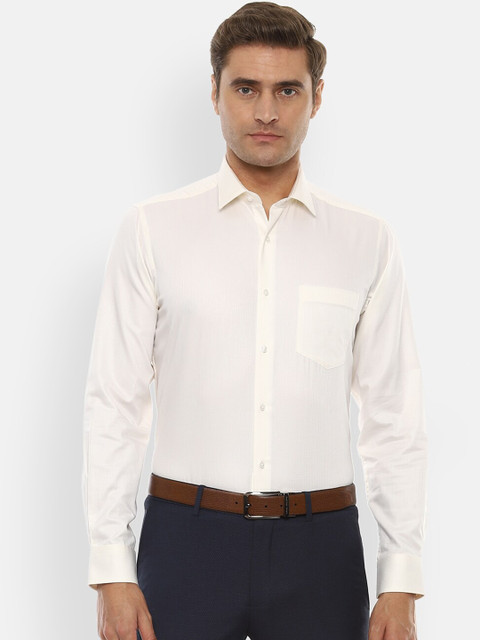 

Van Heusen Men Cream-Coloured Regular Fit Self Design Formal Shirt