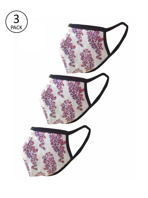 

nestroots Adults Pack of 3 White Printed 2-Layers Outdoor Masks