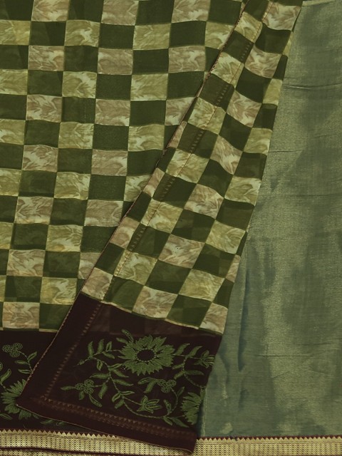 

Pothys Green Woven Design Poly Georgette Saree