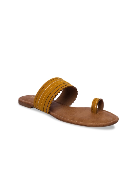 

Inc 5 Women Yellow Striped One Toe Flats
