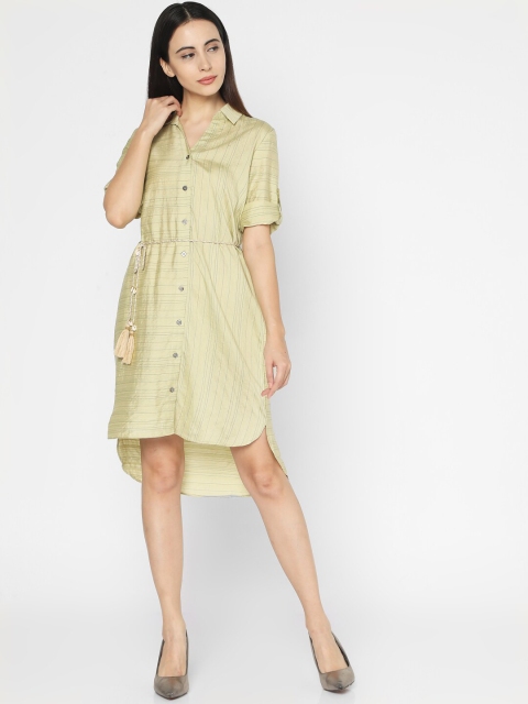 

Deal Jeans Women Green Striped Shirt Dress