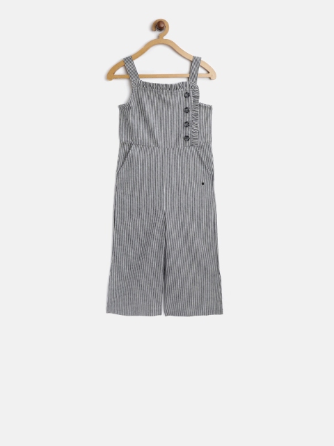 

Cherry Crumble Girls Grey Striped Capri Jumpsuit