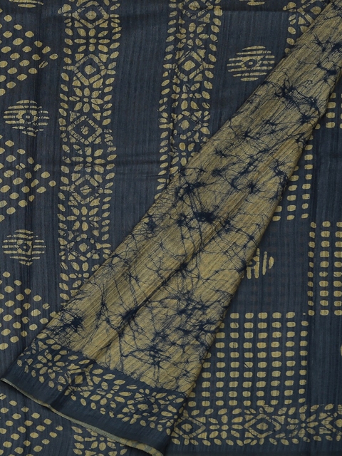 

Pothys Blue & Cream-Coloured Jute Silk Printed Saree