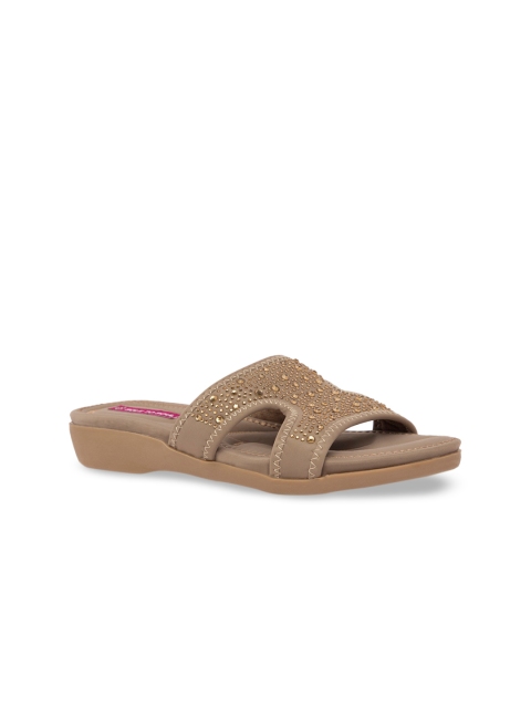 

Sole To Soul Women Khaki Embellished Open Toe Flats