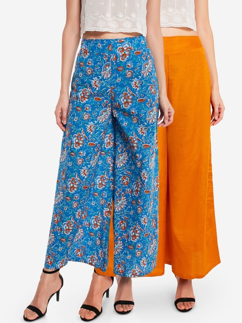 

Desi Weavess Women Pack Of 2 Straight Palazzos, Blue