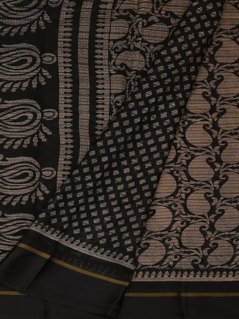 

Pothys Black & Beige Jute Silk Printed Saree