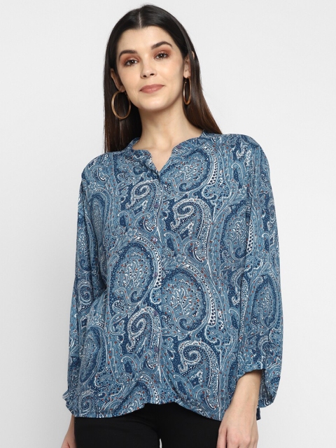 

Aditi Wasan Women Blue Printed Shirt Style Top