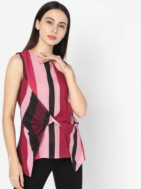 

Deal Jeans Women Pink Striped Top
