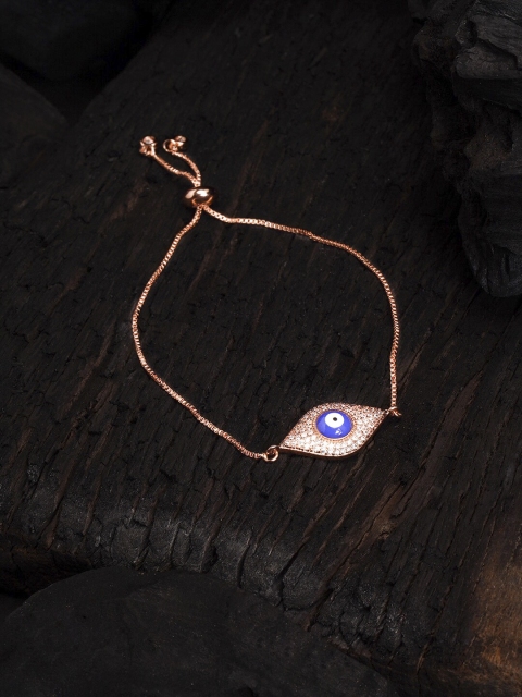 

DIVA WALK EXCLUSIVE Rose Gold-Plated & Blue CZ Studded Handcrafted Bangle-Style Bracelet