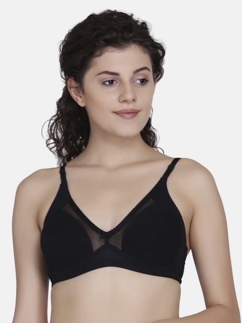 

fashiol Black Solid Non-Wired Non Padded Bralette Bra LOVA-NET-BR