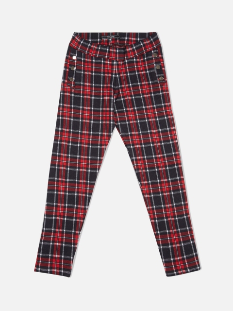 

VITAMINS Girls Red & Navy Checked Treggings