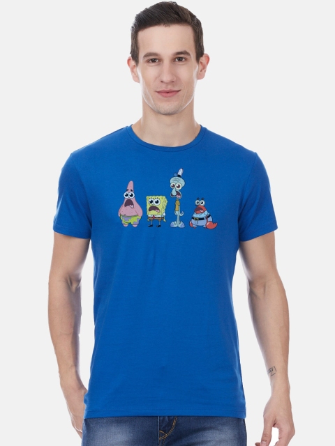 

Free Authority Men Blue SPONGE BOB Printed Round Neck T-shirt