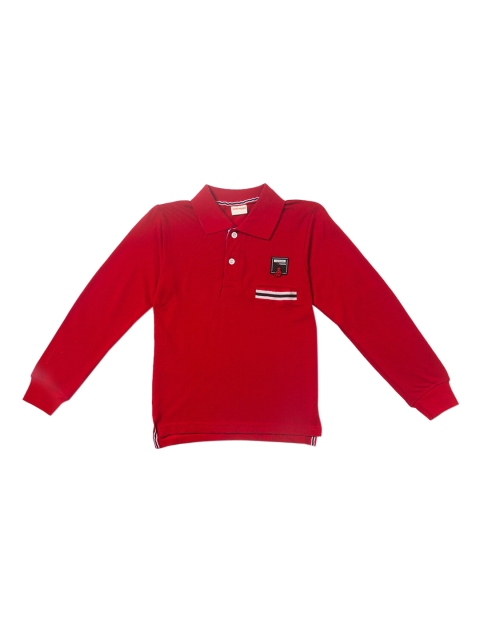 

RAINE AND JAINE Boys Red Solid Polo Collar T-shirt