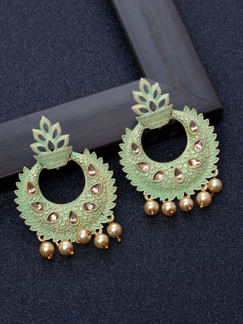 

Ibtida Fluorescent Green & Gold Crescent Shaped Chandbalis
