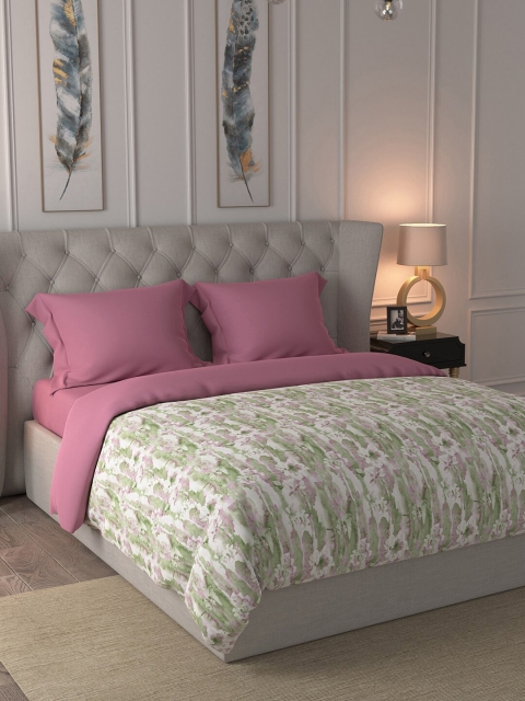 

MASPAR Green & Mauve Floral AC Room 110 GSM Double Bed Quilt