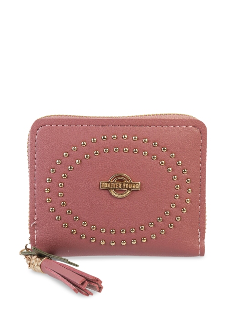 

WALKWAY Women Pink Textured Zip Around Wallet