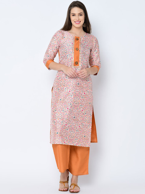 

ZIYAA Women Multicoloured Embroidered Straight Kurta, Multi