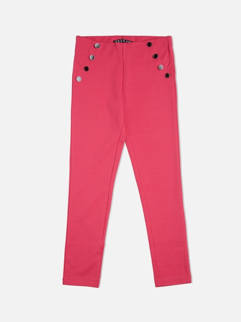 

VITAMINS Girls Pink Solid Skinny-Fit Treggings