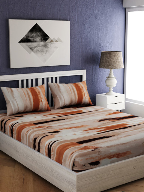 

EverHOME Multicoloured Abstract 210 TC Cotton 1 Queen Bedsheet with 2 Pillow Covers, Multi