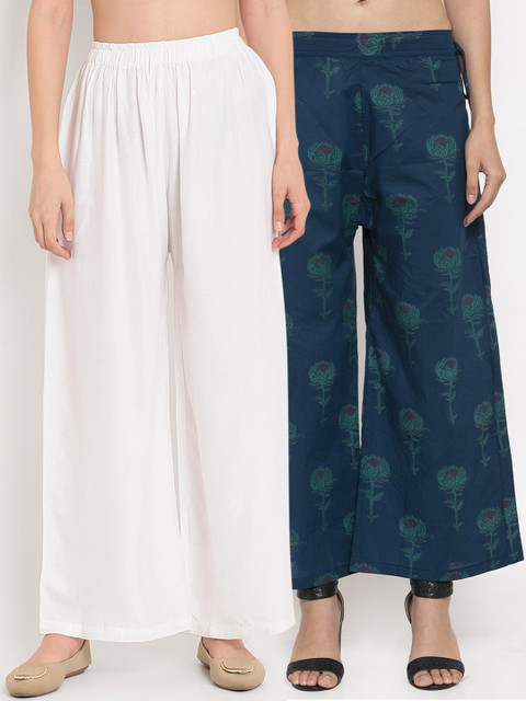 

TAG 7 Women Pack Of 2 Wide Leg Palazzos, White