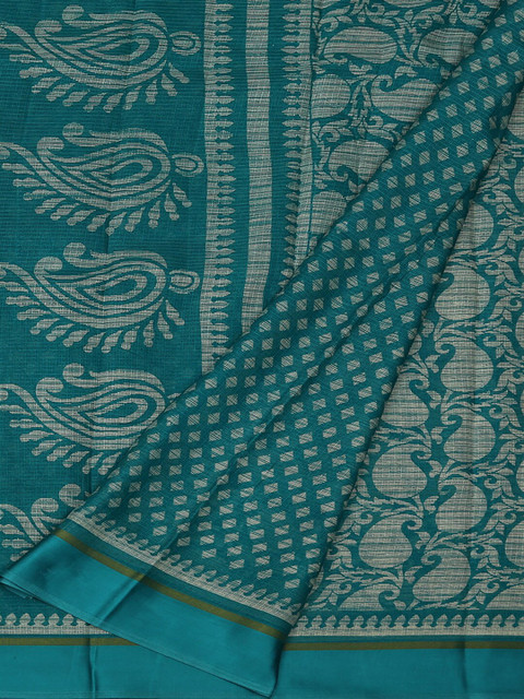 

Pothys Blue & White Jute Silk Printed Saree