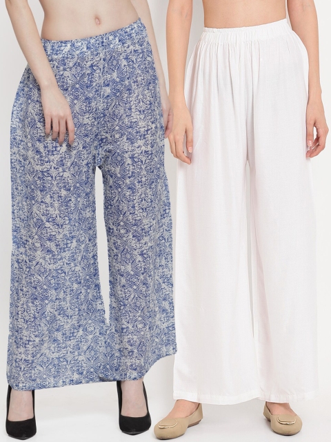 

TAG 7 Women Pack Of 2 Wide Leg Palazzos, White